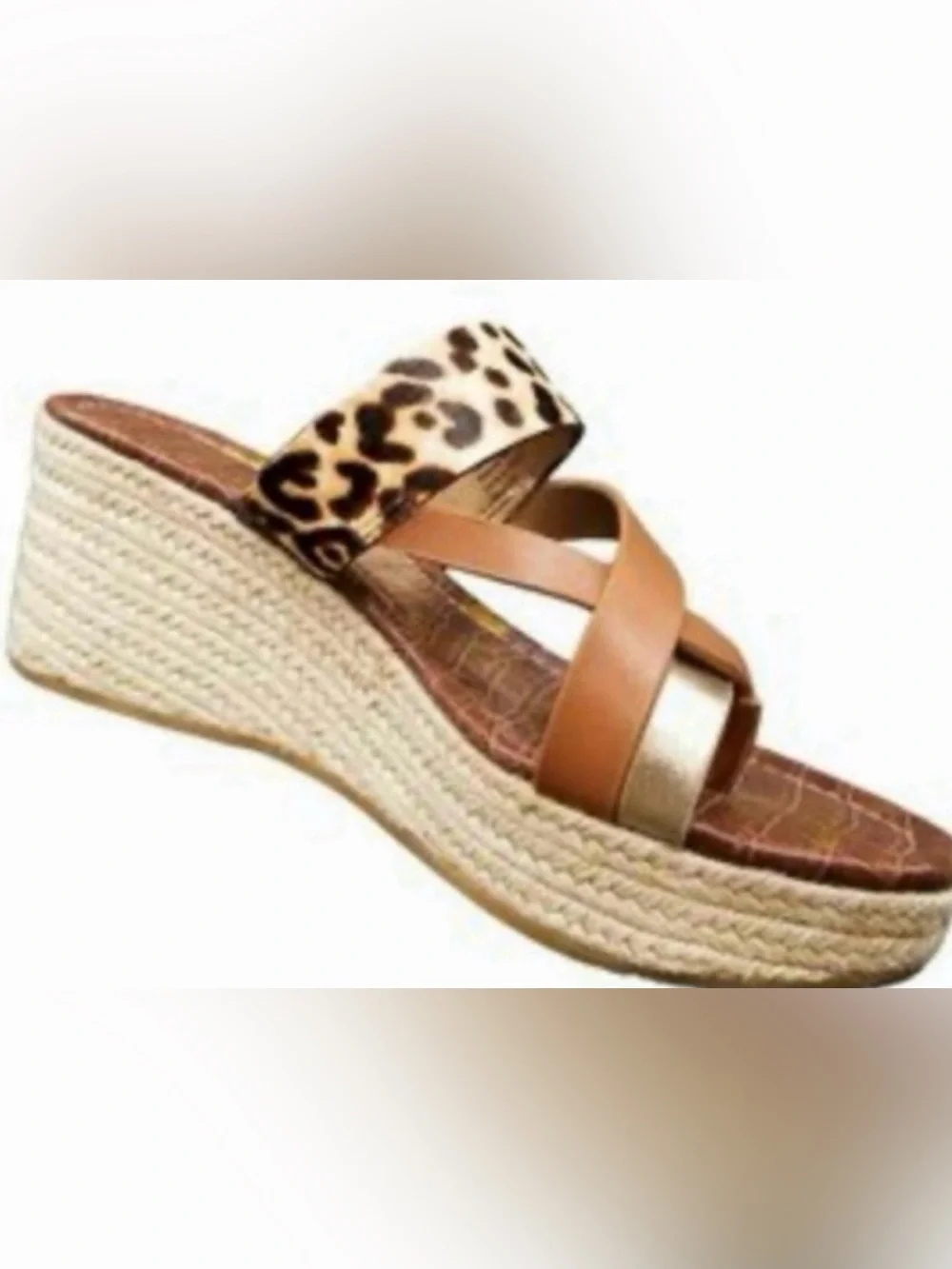 Sam Edelman Raleigh Espardrille cow fur leather Women’s 8.5 Jute wedge sandals